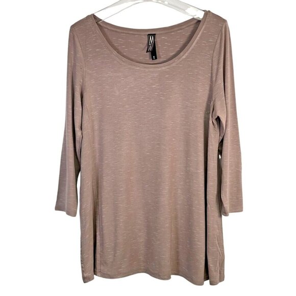 Marla Wynne Taupe Jersey Flowy 3/4 Sleeve Tunic Top Medium - Picture 1 of 4